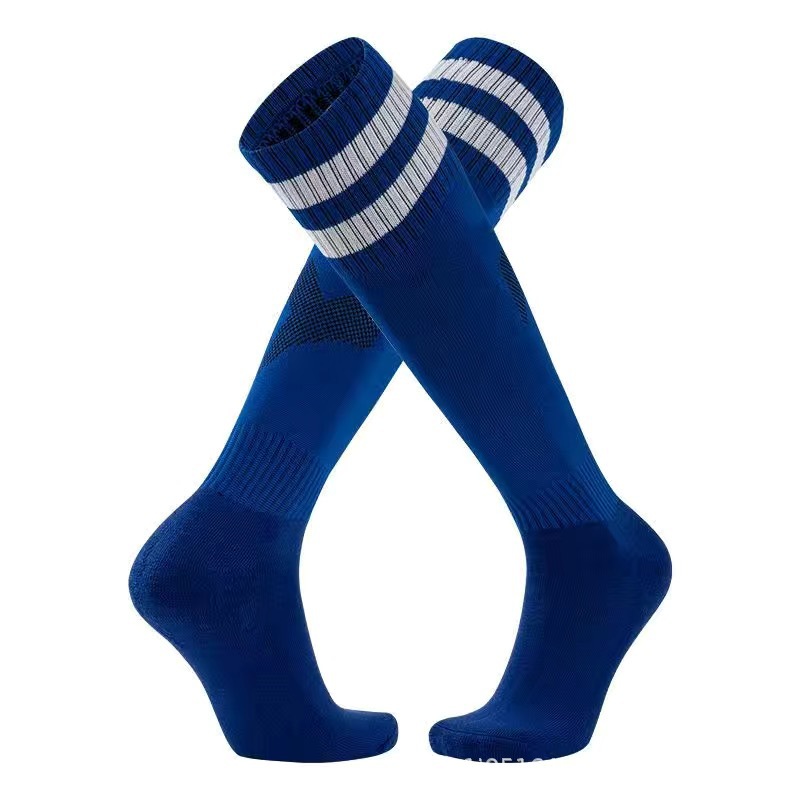 Professional Match Soccer Socks, Over-the-Knee Striped Knee High Sports Socks, Moisture Wicking Anti-Slip Game Day Football Socks