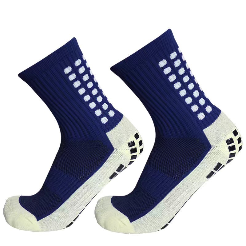 Mid-Calf Grip Soccer Socks, Anti-Slip Wear-Resistant Compression Sports Socks with Thick Terry Cushion Bottom & Rubber Grips