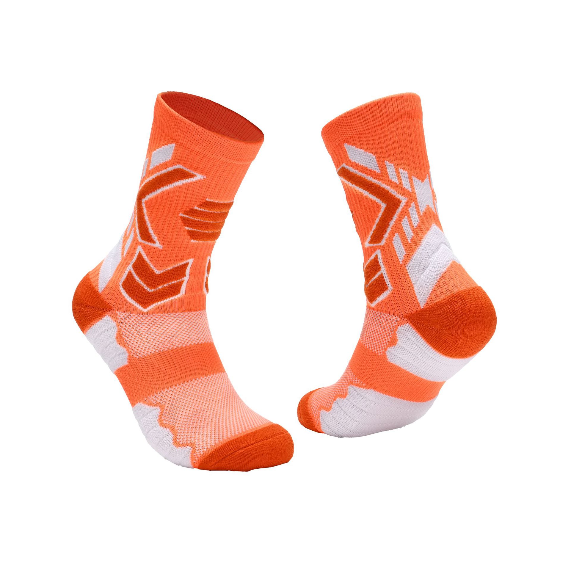 Professional Mid-Calf Crew Athletic Socks for Men Women, Color Block Performance Sports Socks for Running Marathon Hiking Badminton Basketball