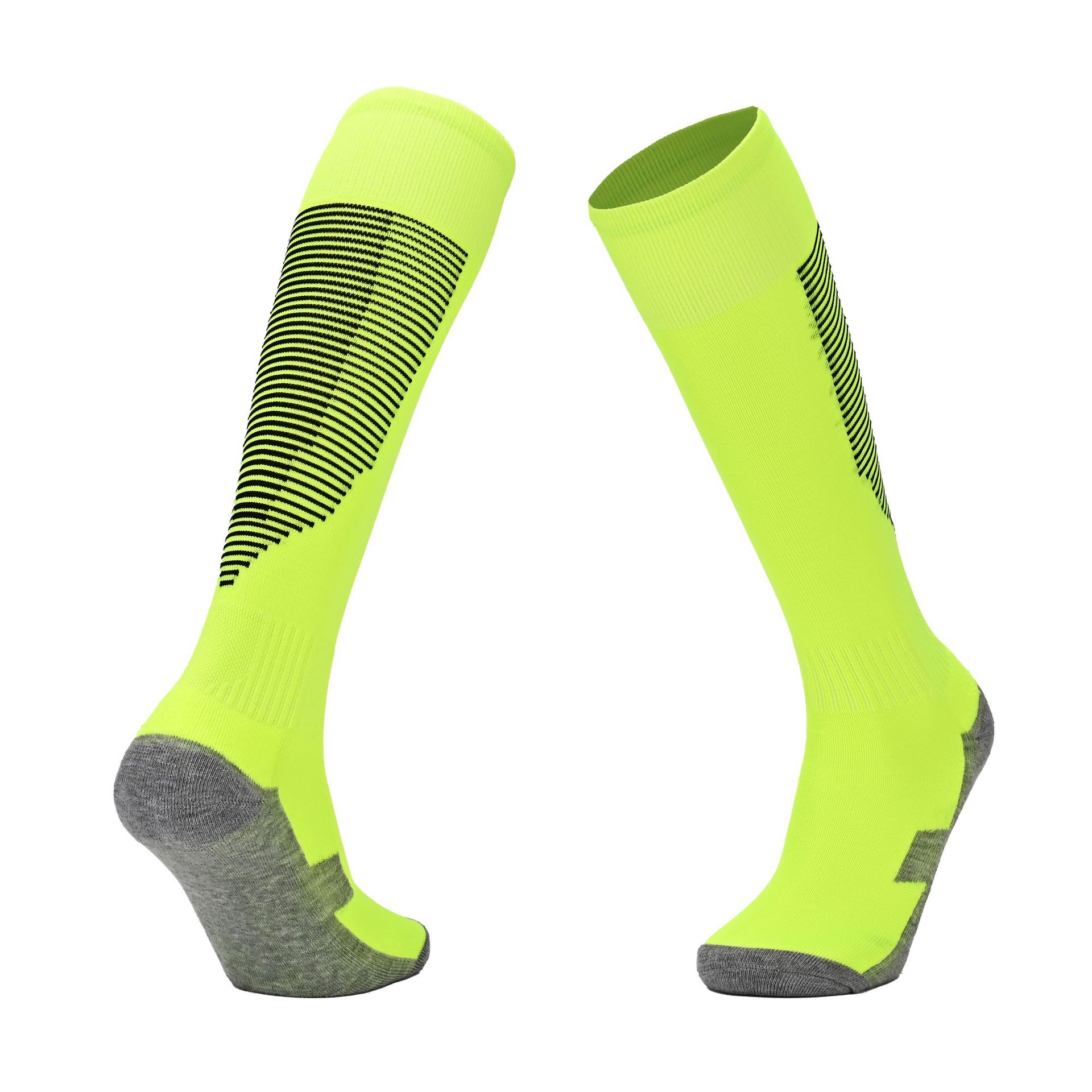 Striped Over-the-Knee Soccer Socks for Men Women Kids, Knee High Long Sports Socks with Terry Cushion Bottom Anti-Slip