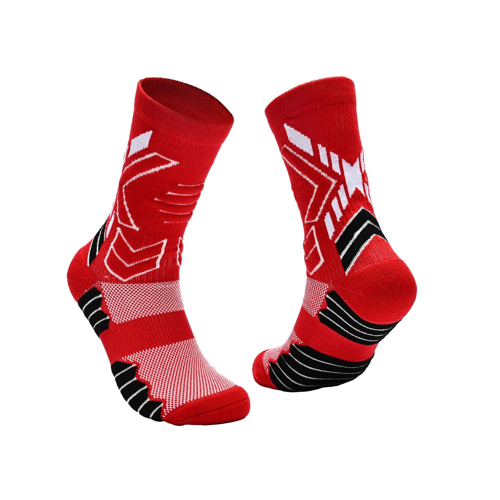 Professional Mid-Calf Crew Athletic Socks for Men Women, Color Block Performance Sports Socks for Running Marathon Hiking Badminton Basketball