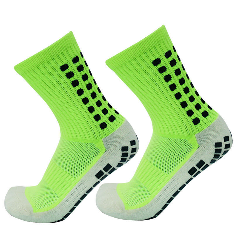 Mid-Calf Grip Soccer Socks, Anti-Slip Wear-Resistant Compression Sports Socks with Thick Terry Cushion Bottom & Rubber Grips