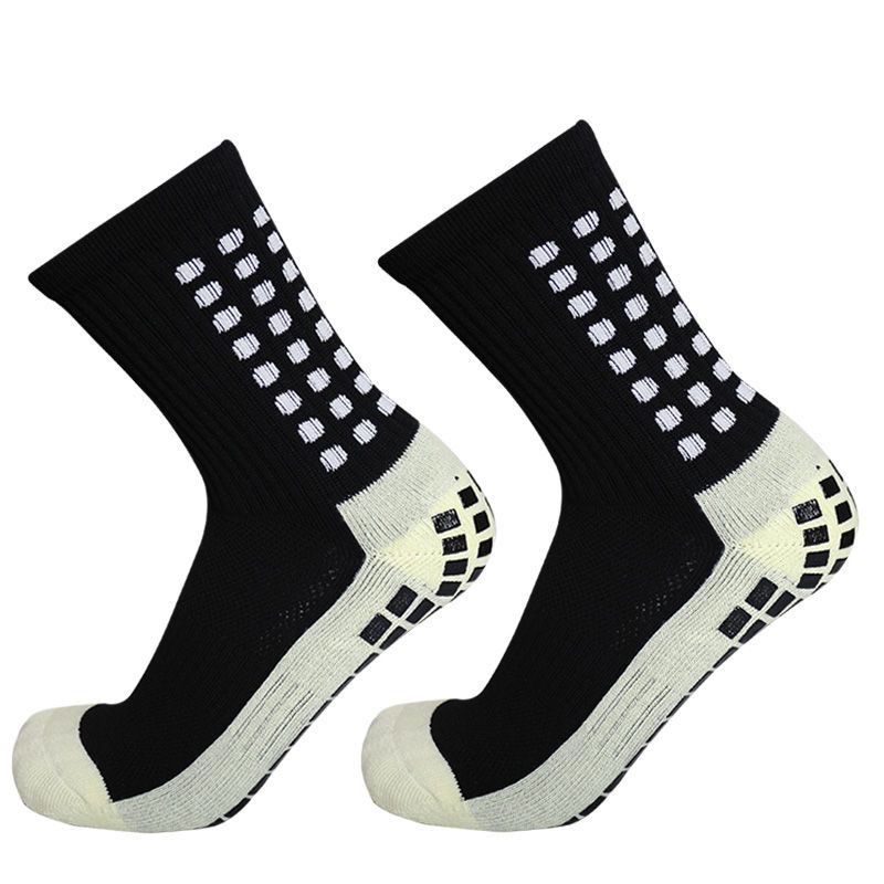 Mid-Calf Grip Soccer Socks, Anti-Slip Wear-Resistant Compression Sports Socks with Thick Terry Cushion Bottom & Rubber Grips