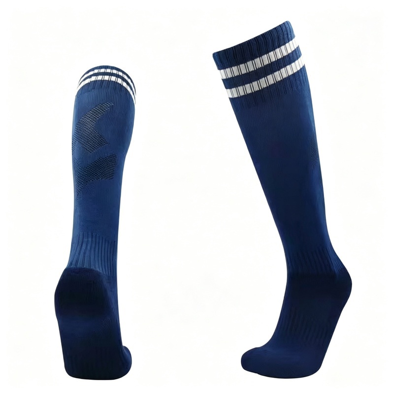 Knee High Striped Soccer Socks, Thickened Terry Cushion Bottom Anti-Slip Sweat Wicking Over-the-Knee Football Socks for Adults & Kids