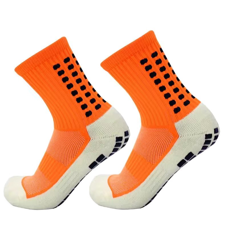 Mid-Calf Grip Soccer Socks, Anti-Slip Wear-Resistant Compression Sports Socks with Thick Terry Cushion Bottom & Rubber Grips