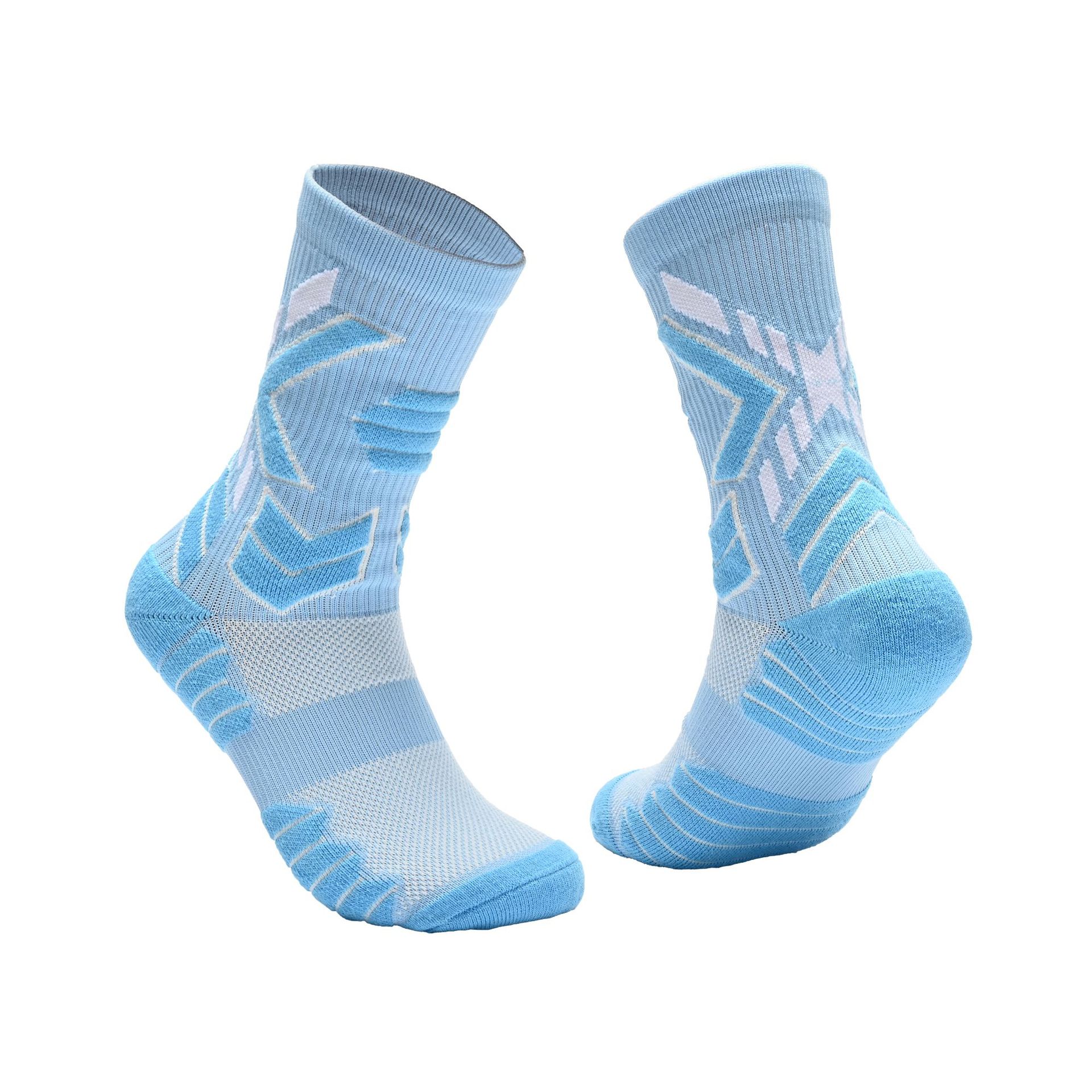 Professional Mid-Calf Crew Athletic Socks for Men Women, Color Block Performance Sports Socks for Running Marathon Hiking Badminton Basketball