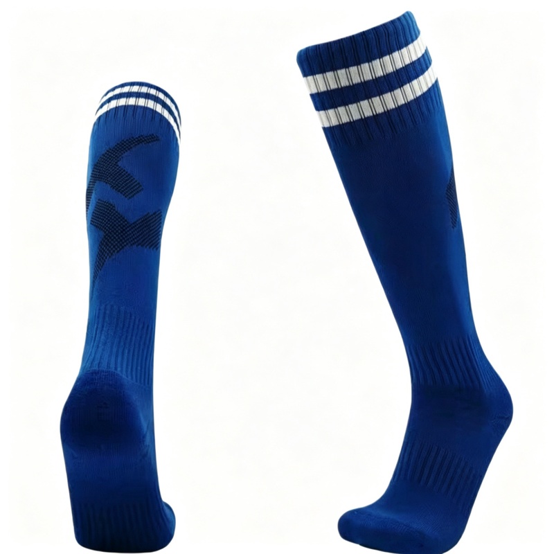 Knee High Striped Soccer Socks, Thickened Terry Cushion Bottom Anti-Slip Sweat Wicking Over-the-Knee Football Socks for Adults & Kids
