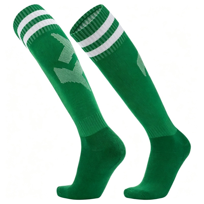 Knee High Striped Soccer Socks, Thickened Terry Cushion Bottom Anti-Slip Sweat Wicking Over-the-Knee Football Socks for Adults & Kids