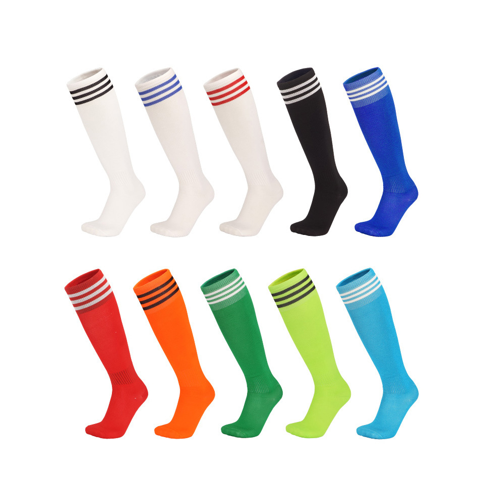 Wholesale Lightweight Knee High Soccer Socks for Adults, 3-Stripes Breathable Moisture Wicking Training Long Football Socks Bulk