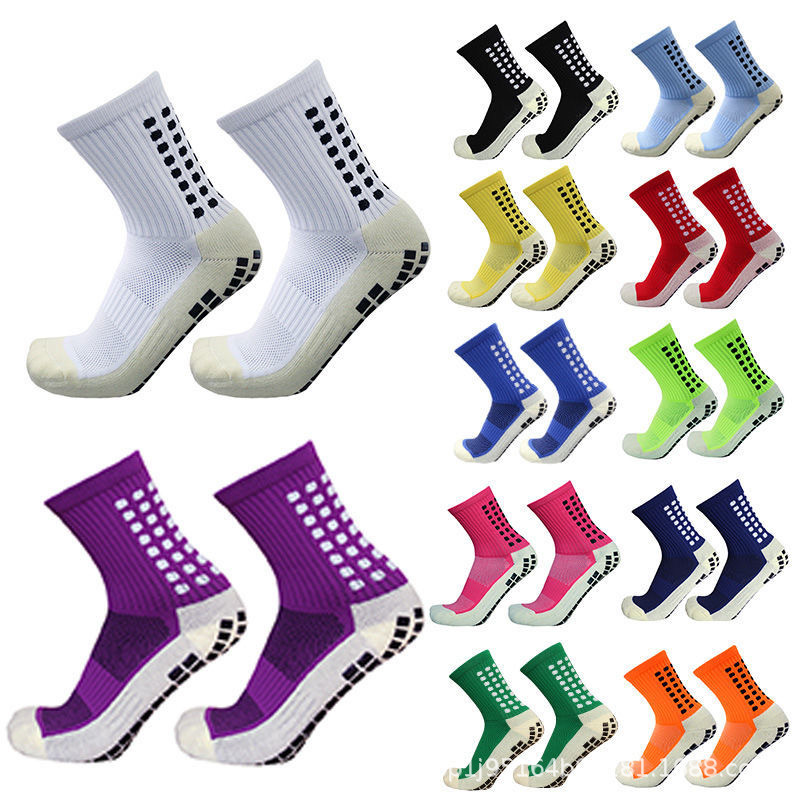 Mid-Calf Grip Soccer Socks, Anti-Slip Wear-Resistant Compression Sports Socks with Thick Terry Cushion Bottom & Rubber Grips