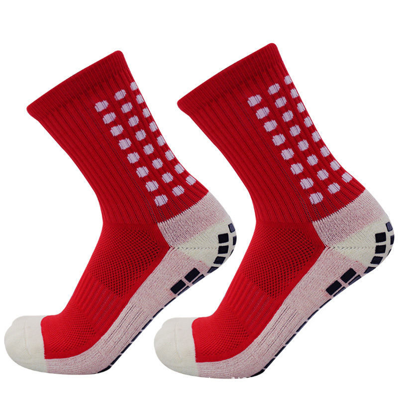 Mid-Calf Grip Soccer Socks, Anti-Slip Wear-Resistant Compression Sports Socks with Thick Terry Cushion Bottom & Rubber Grips