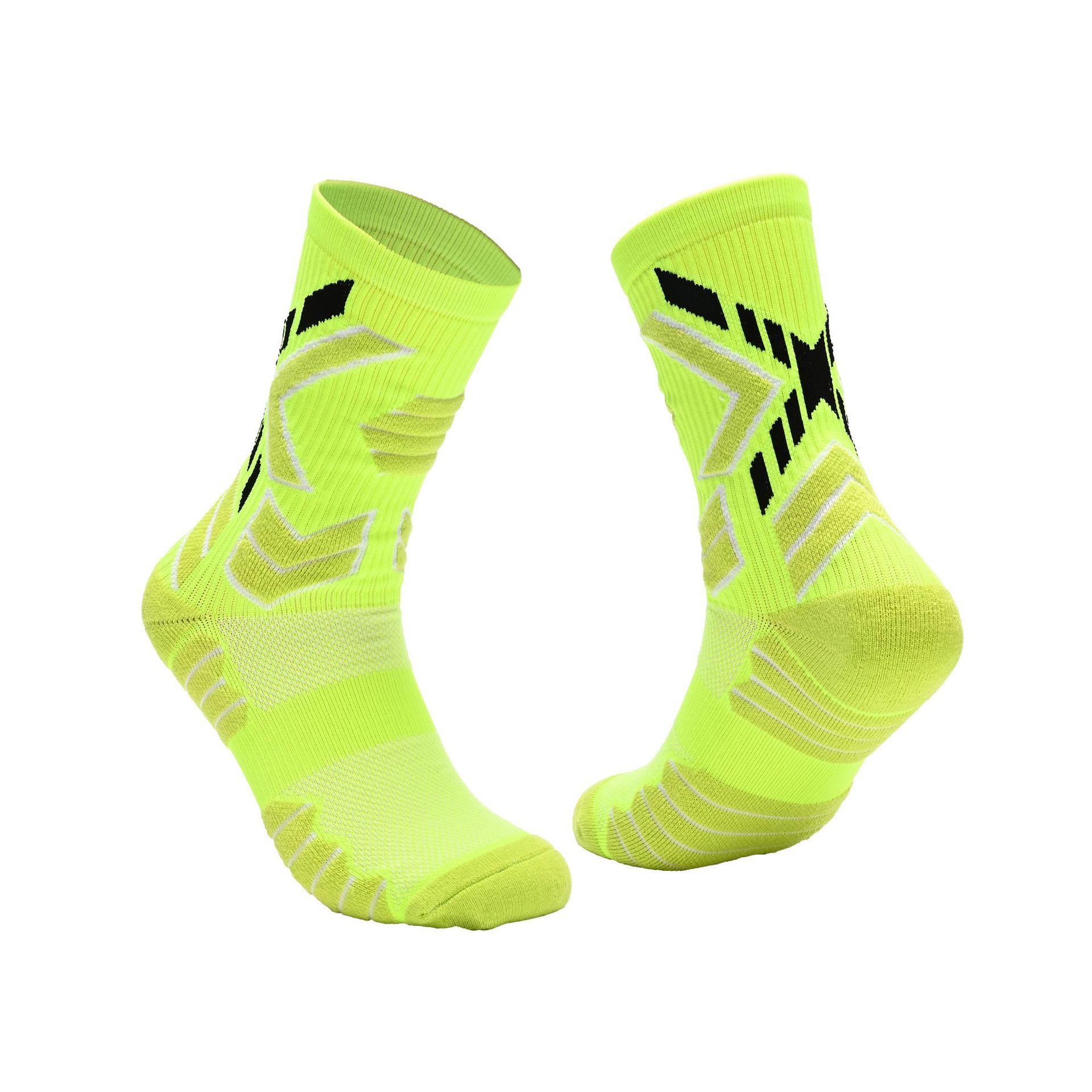 Professional Mid-Calf Crew Athletic Socks for Men Women, Color Block Performance Sports Socks for Running Marathon Hiking Badminton Basketball