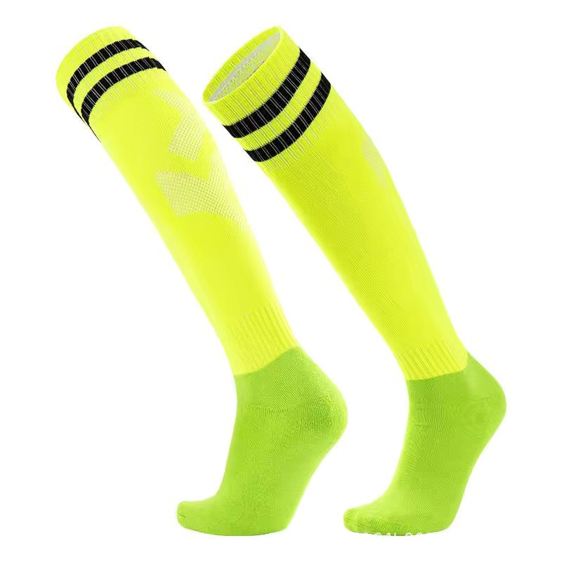 Professional Match Soccer Socks, Over-the-Knee Striped Knee High Sports Socks, Moisture Wicking Anti-Slip Game Day Football Socks