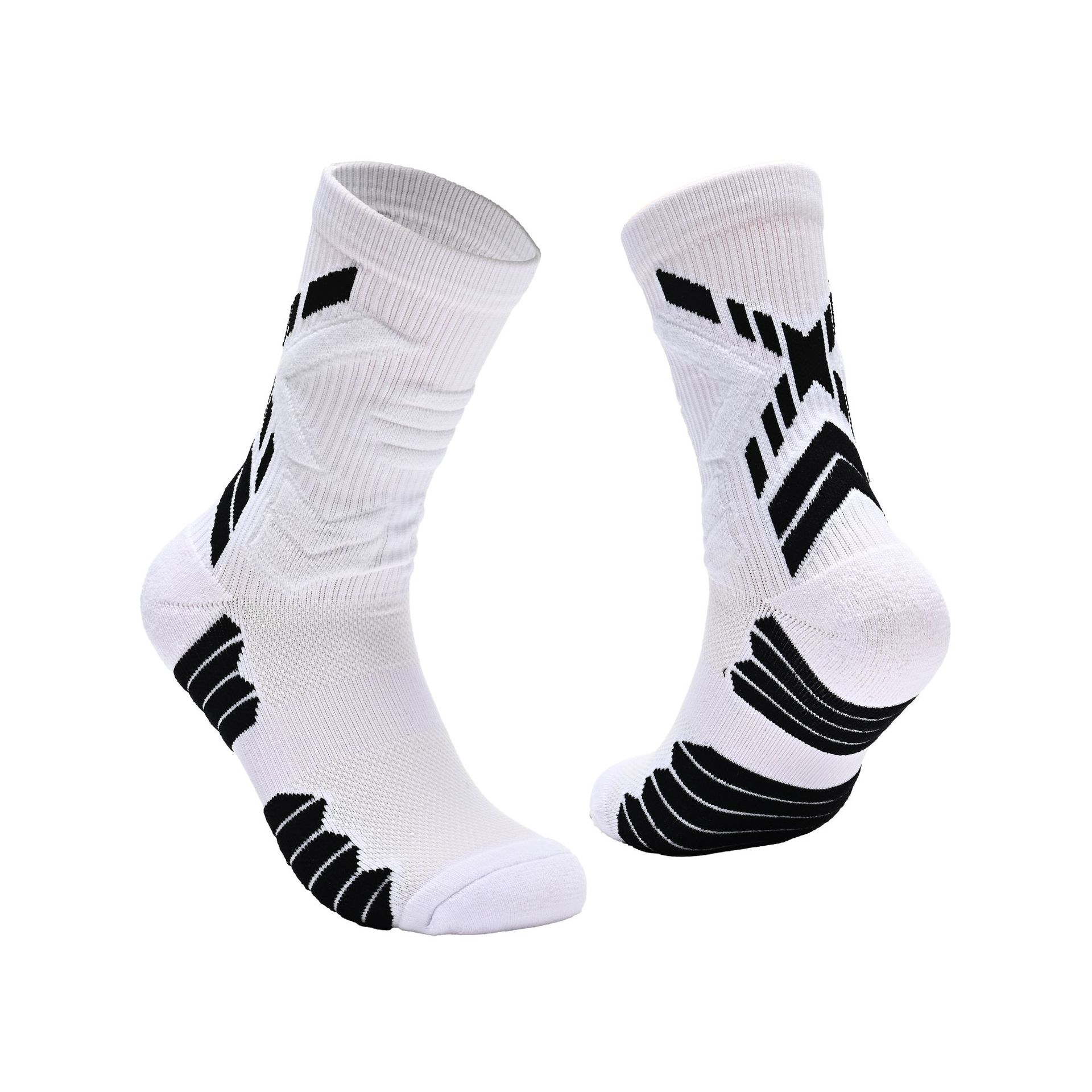 Professional Mid-Calf Crew Athletic Socks for Men Women, Color Block Performance Sports Socks for Running Marathon Hiking Badminton Basketball