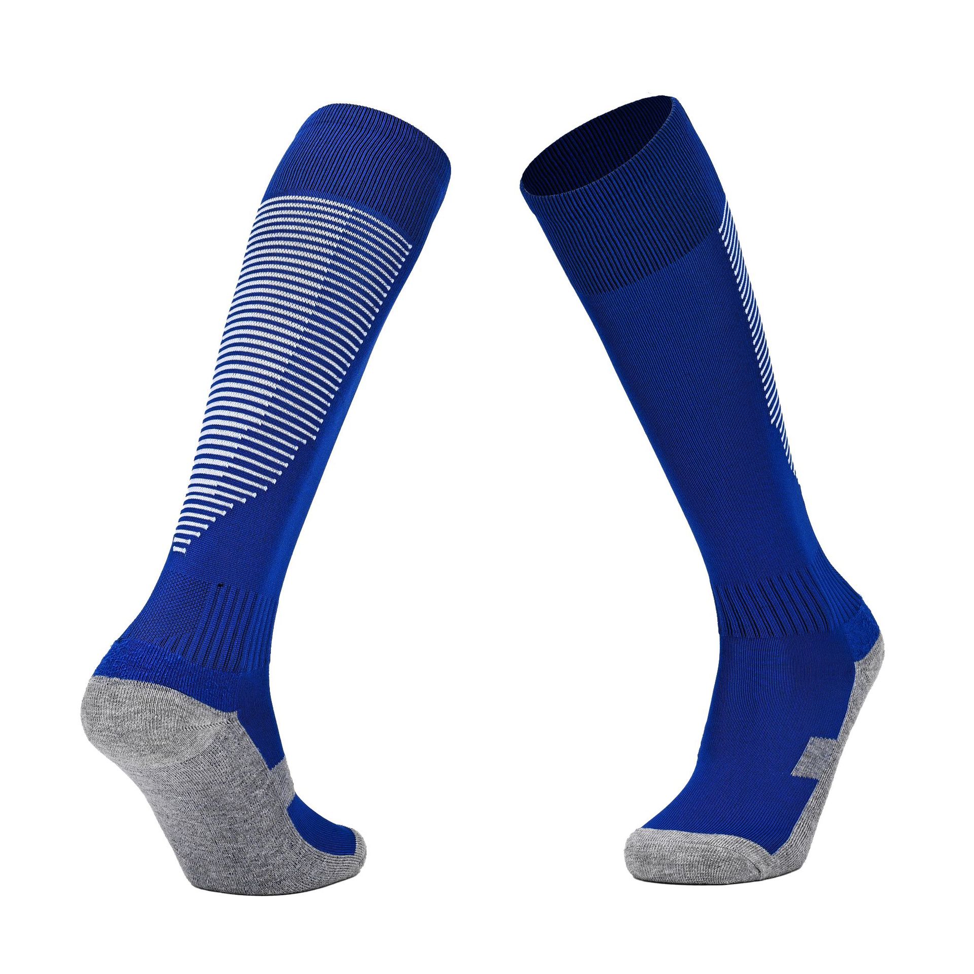 Striped Over-the-Knee Soccer Socks for Men Women Kids, Knee High Long Sports Socks with Terry Cushion Bottom Anti-Slip
