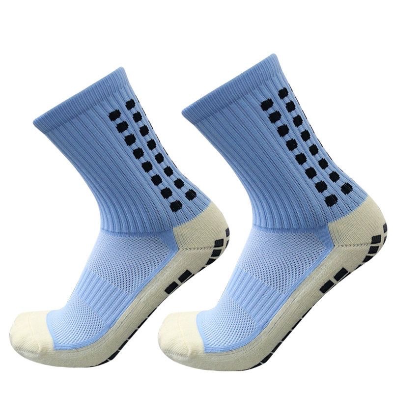Mid-Calf Grip Soccer Socks, Anti-Slip Wear-Resistant Compression Sports Socks with Thick Terry Cushion Bottom & Rubber Grips