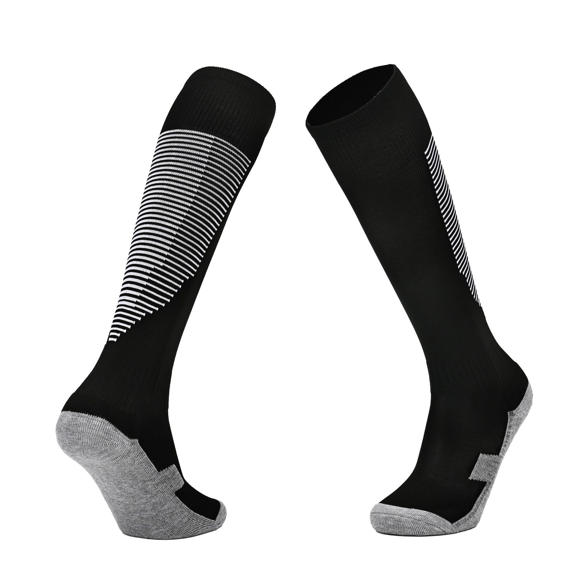 Striped Over-the-Knee Soccer Socks for Men Women Kids, Knee High Long Sports Socks with Terry Cushion Bottom Anti-Slip