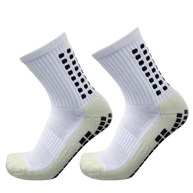 Mid-Calf Grip Soccer Socks, Anti-Slip Wear-Resistant Compression Sports Socks with Thick Terry Cushion Bottom & Rubber Grips