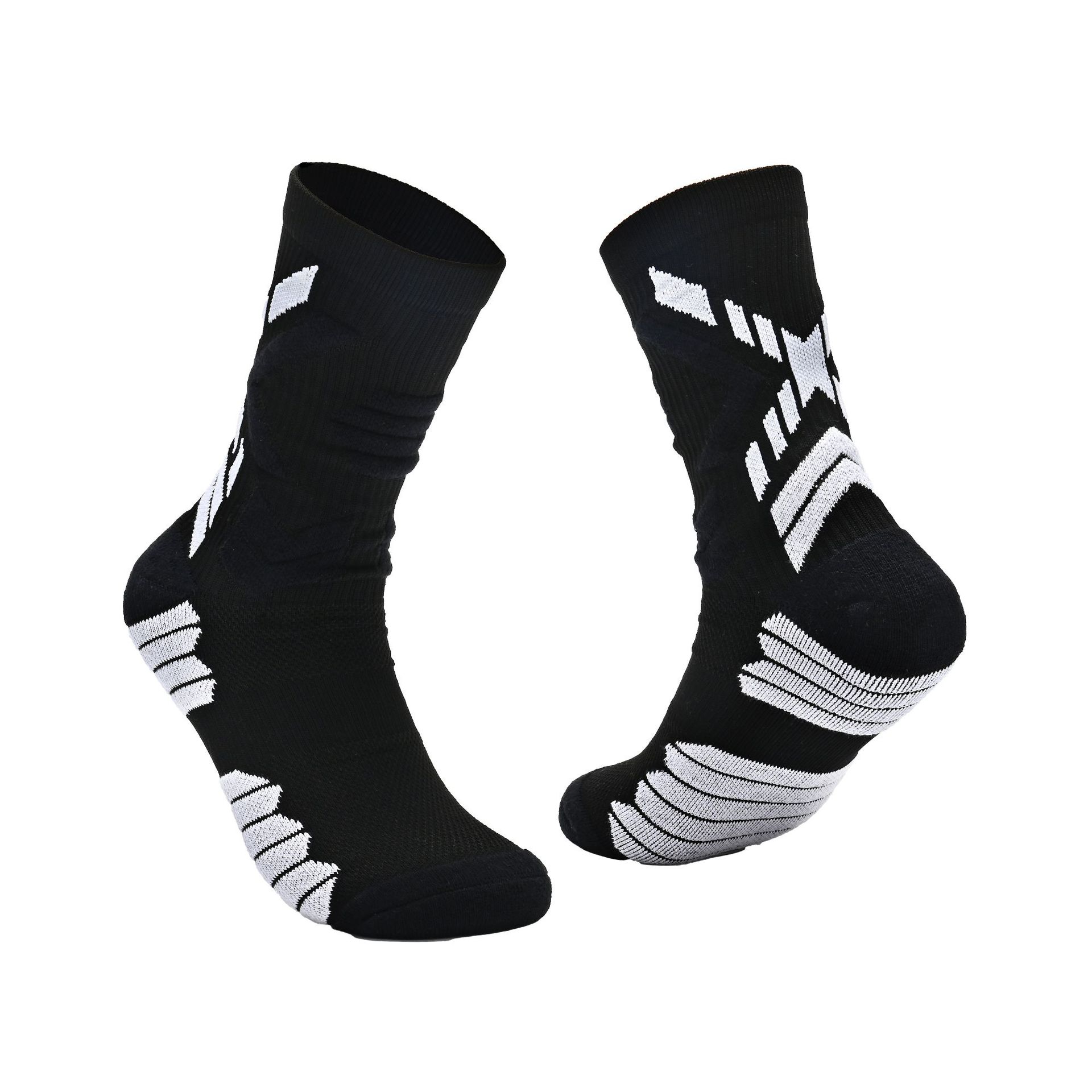 Professional Mid-Calf Crew Athletic Socks for Men Women, Color Block Performance Sports Socks for Running Marathon Hiking Badminton Basketball