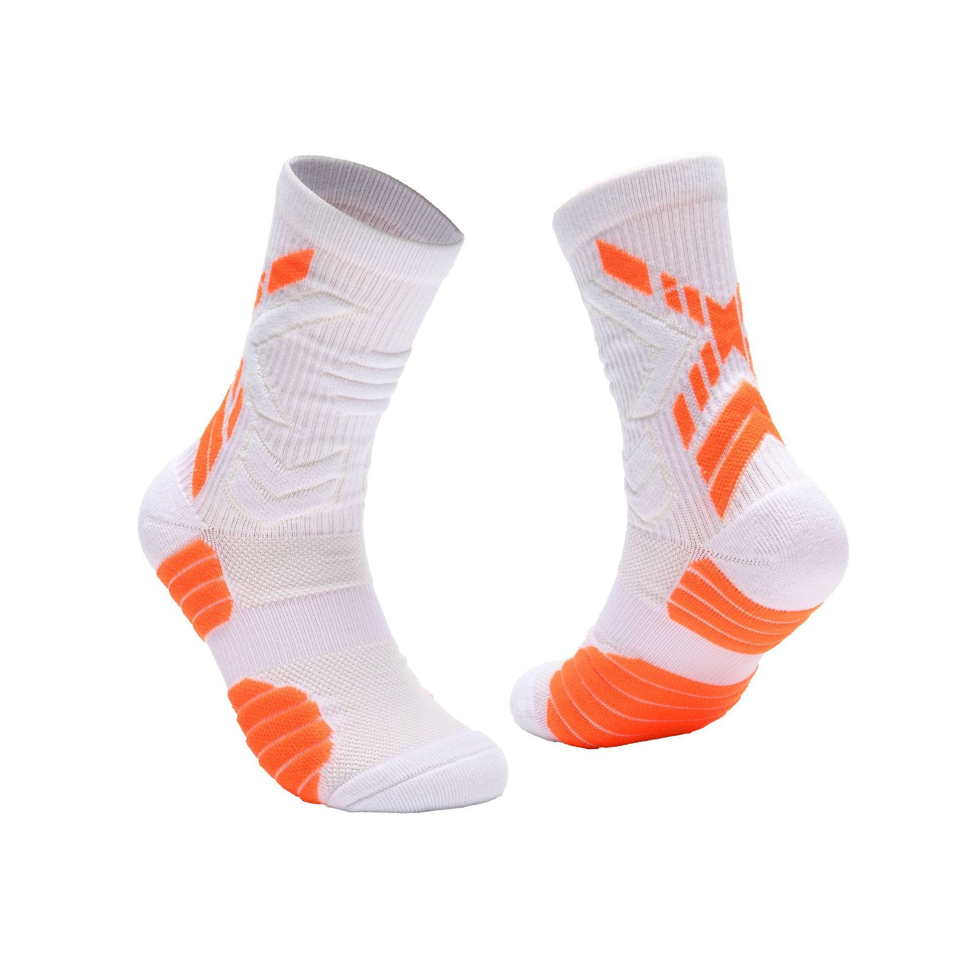 Professional Mid-Calf Crew Athletic Socks for Men Women, Color Block Performance Sports Socks for Running Marathon Hiking Badminton Basketball