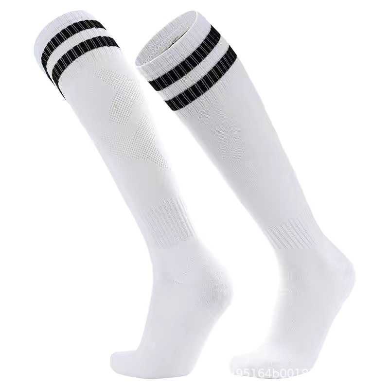 Professional Match Soccer Socks, Over-the-Knee Striped Knee High Sports Socks, Moisture Wicking Anti-Slip Game Day Football Socks